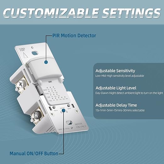 ECOELER Motion Sensor Light Switch, PIR Motion Detection Wall Switch - Image 2