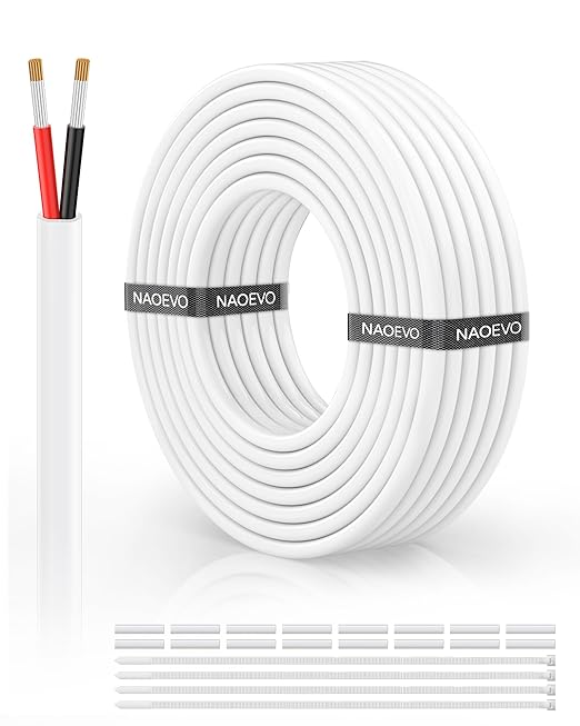 NAOVEO 16 Gauge Wire 2 Conductor Electrical Wire, 16 AWG Stranded PVC Tinned by NAOEVO