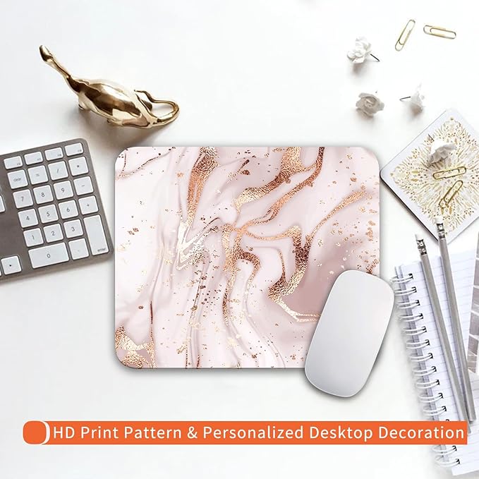 Armanza Square Mouse Pad Rose Gold Marble, Personalized Premium-Textured Custom - Image 6