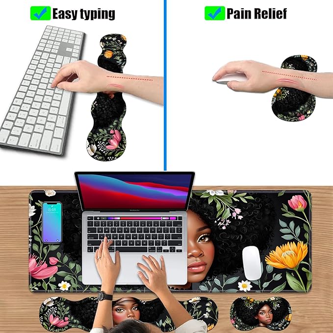 4 in 1 Ergonomic Keyboard Wrist Rest & Mouse Pad Wrist Rest Set, Large XXL - Image 6