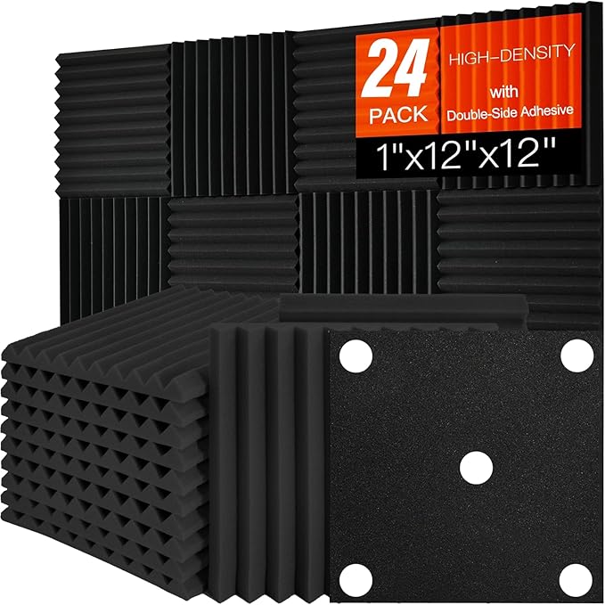 24 Pack Acoustic Foam Panels 1" x 12" x 12" Sound Proof Foam Panles Saiqiang by Saiqiang