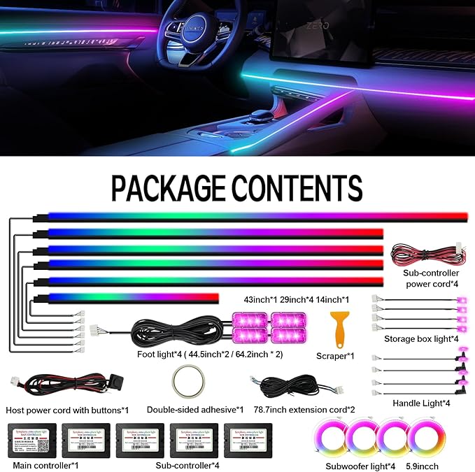 Dreamcolor Acrylic Ambient Lighting Car Lights – Wireless APP Control, Music - Image 6