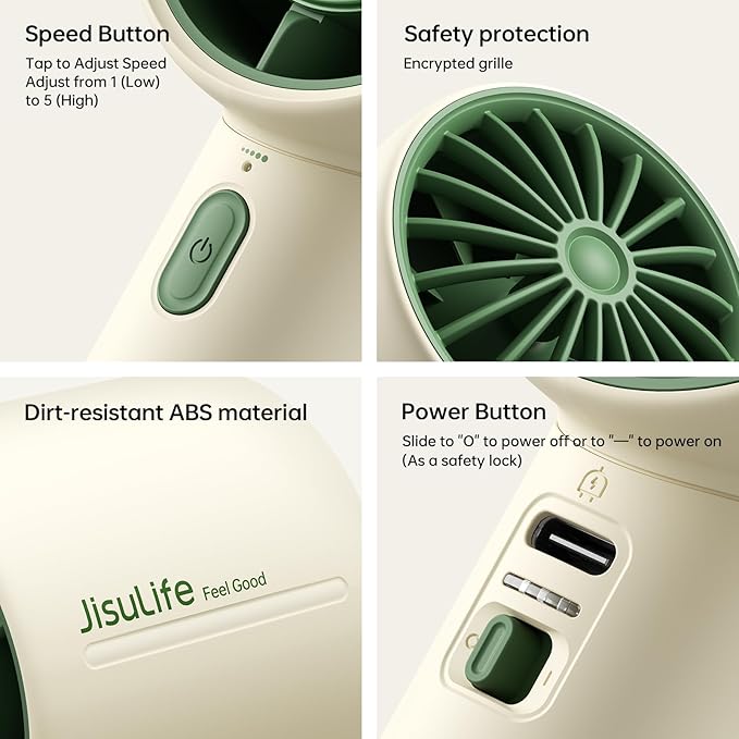 JISULIFE Portable Fan Christmas Gifts, 4000mAh Mini Handheld Fan - Image 6