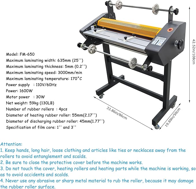Banfluxion 25" Electric Auto Double-Sided Laminator, 110V Thermal Roll - Image 6