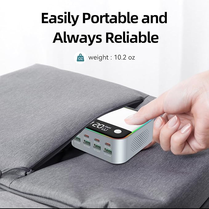 8-Port USB C Charging Station 120W, GaN Fast Charger Block - Image 6