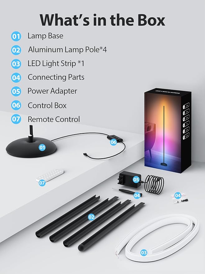Vexinat Corner Floor Lamp, Smart RGB LED Corner Lamp - Image 9