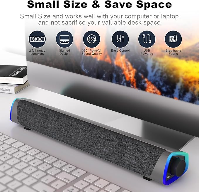 SOULION R30 Computer Speakers, USB Powered PC Speaker, Colorful LED Lights - Image 7