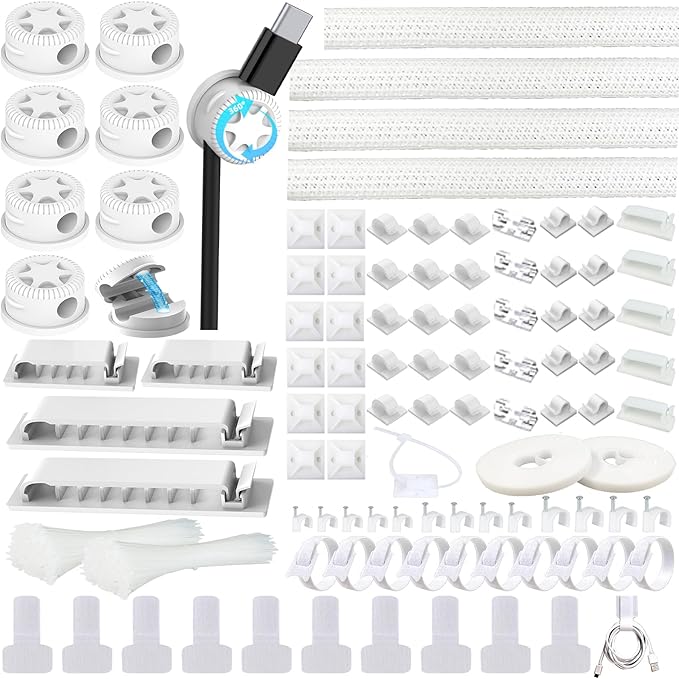 ELII 328Pcs Cable Management Kit, 8 Magnetic Cable Clips, 69Adhesive Cable by OfficeArtCraftsProducts