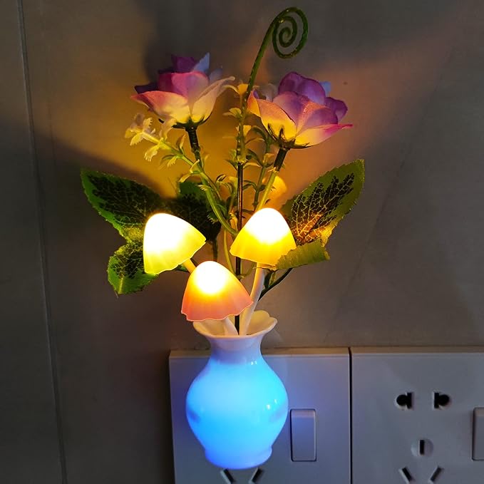 AUSAYE 3Pack Sensor Night Lights Plug into Wall Rose Flower Light, Led Lamp - Image 8