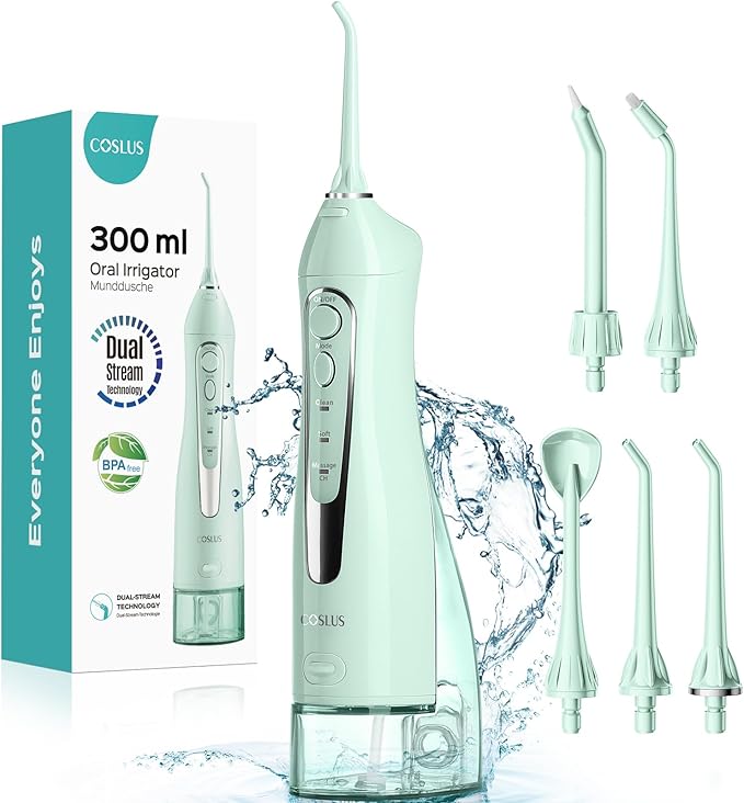 COSLUS Water Dental Flosser Teeth Pick: Portable Cordless Oral Irrigator 300ML by COSLUS