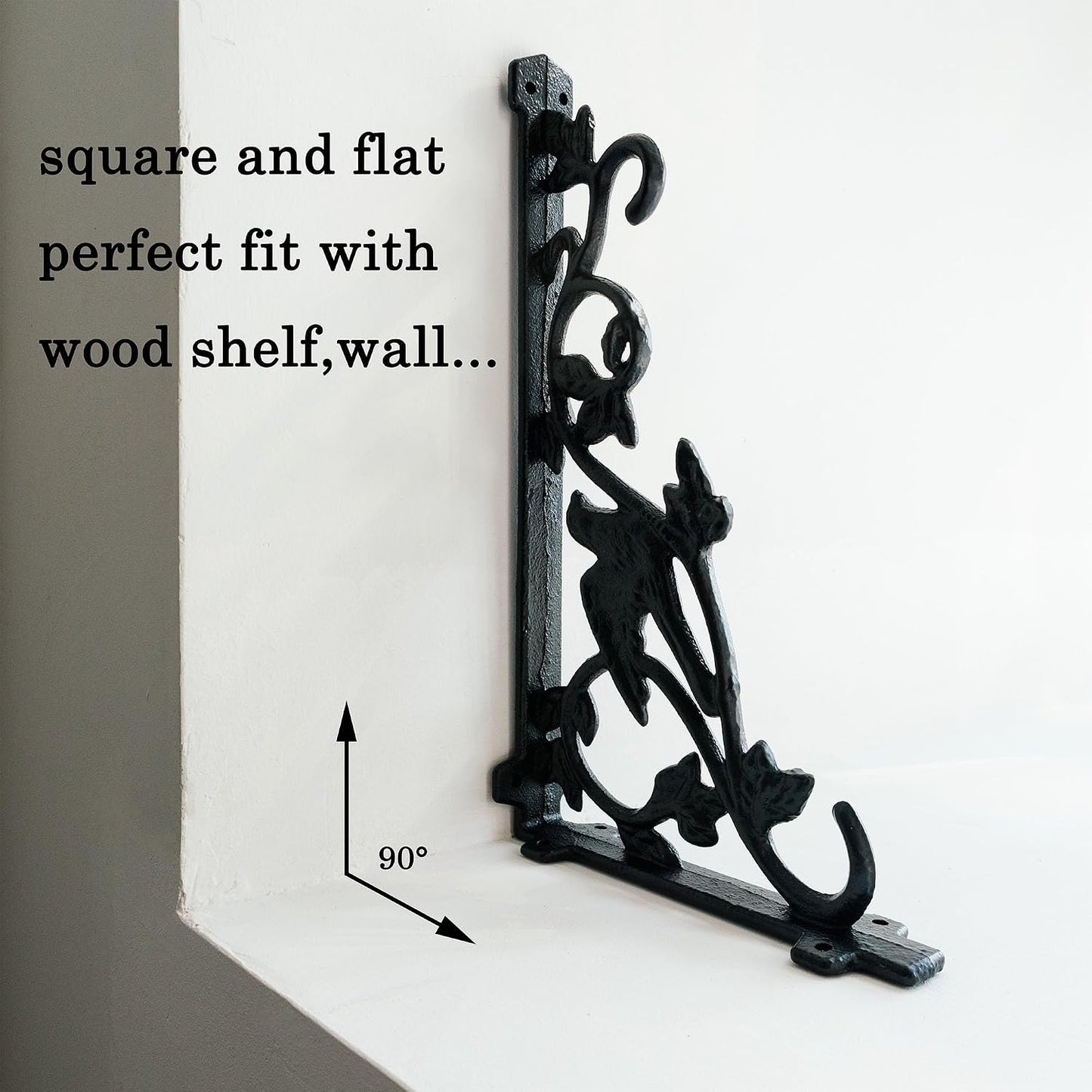 12 Inch Decorative Bird Shelf Brackets,2 Pack Cast Iron Shelf Supply,12''*6.5'' Antique Black Corbel,Screws Anchor Included