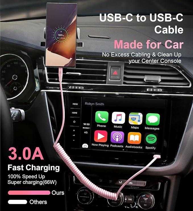 USB C to USB C Cable, CarPlay iPhone USB-C Cable/Android Auto USB C Cord - Image 3