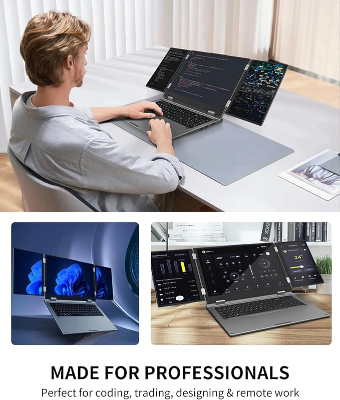KOOFORWAY Triple Screen Laptop, 16” Main + Dual 10.5” Monitors, Core i7-12700H - Image 4