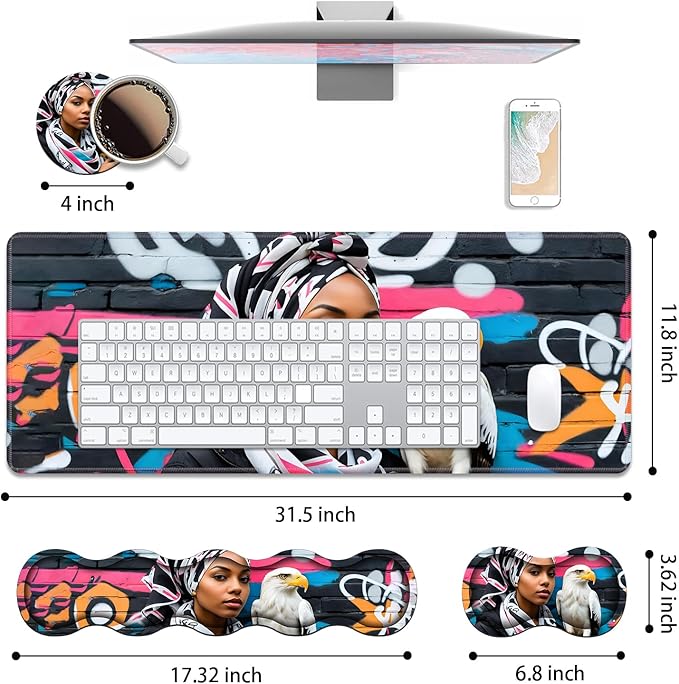 4 in 1 Ergonomic Keyboard Wrist Rest & Mouse Pad Wrist Rest Set, Large XXL - Image 2