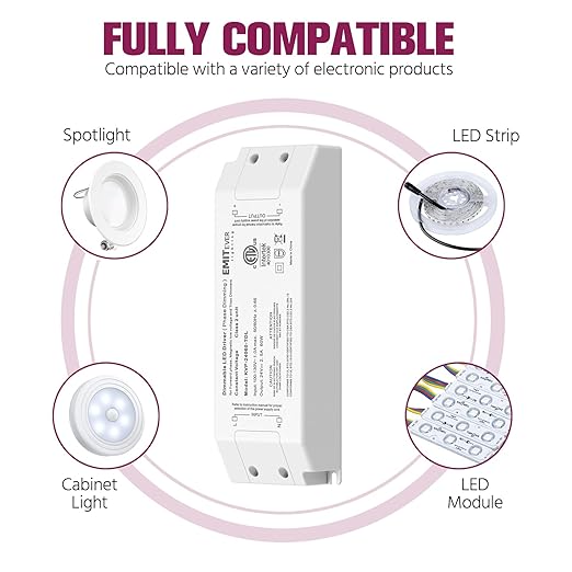 EMITEVER 60W Triac Dimmable Driver, Power Supply, AC 120V to DC 24V Transformer - Image 7