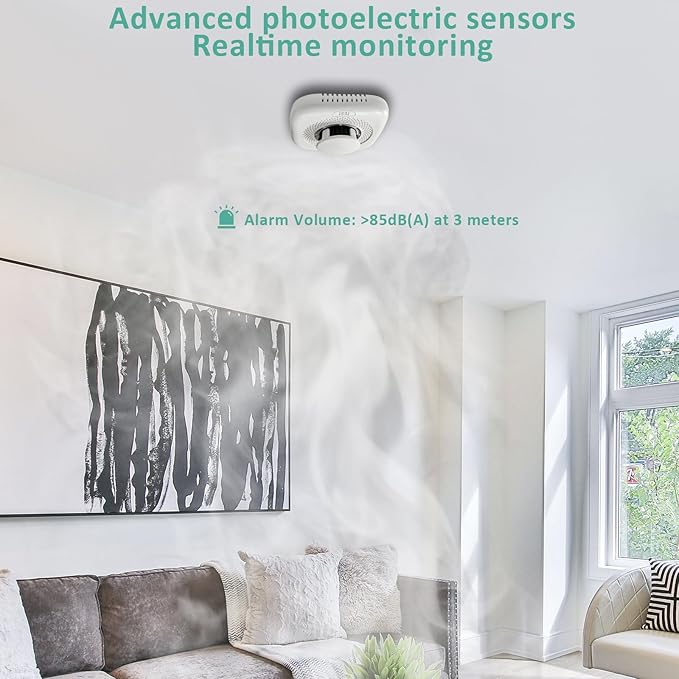 Optical Smoke Alarm with Advanced Photoelectric Technology, Battery Power Smoke - Image 4
