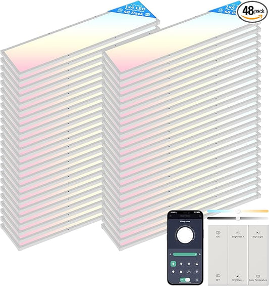 AIKVSXER 48 Pack 1x4 FT LED Flat Panel Light Surface Mount, by AIKVSXER