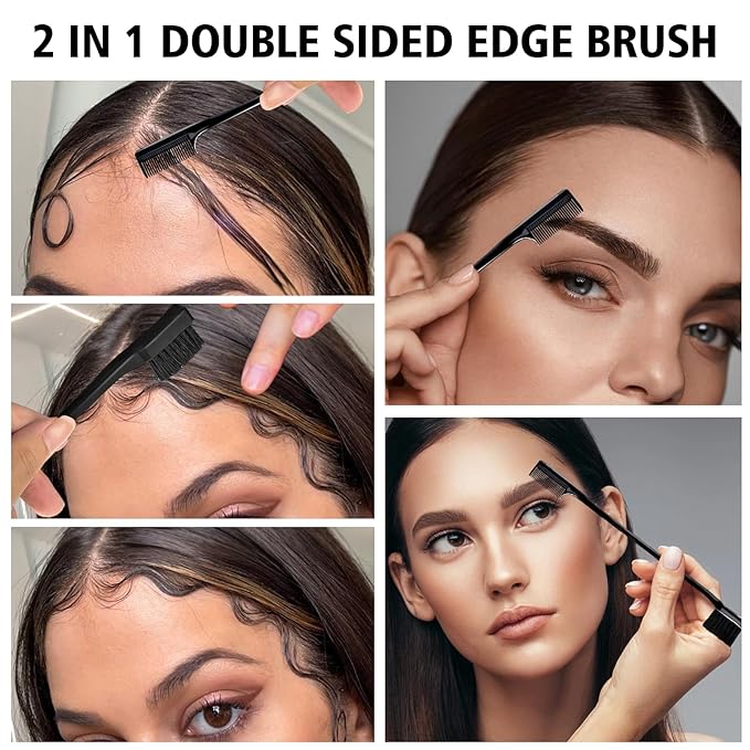 3 Pieces Hair Styling Comb Set Teasing Brush Rat Tail Comb Edge Brush - Image 5
