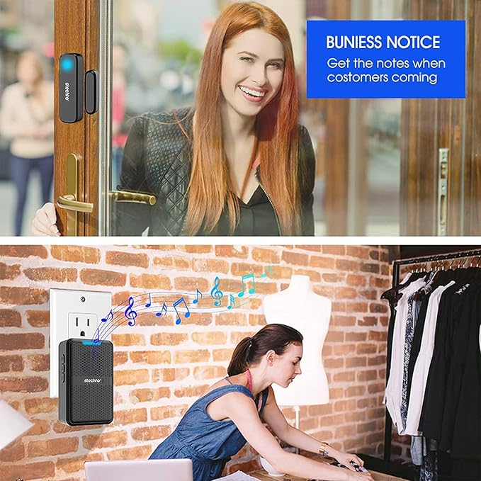 Wireless Door Chime, 600Ft Range 5 Adjustable Volume 2 Magnetic Door Alarm - Image 2