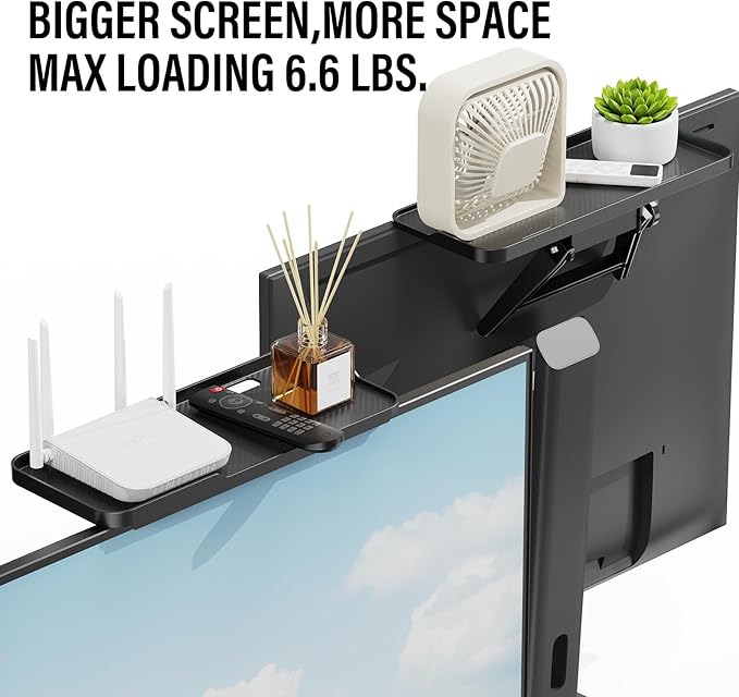 CABTE 2 Pcs TV Top Shelf- Adjustable Monitor Screen Shelf, TV Top Storage - Image 3