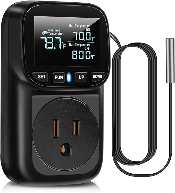 Diymore Digital Temperature Controller Outlet, 1800W Plug in Thermostat by diymore