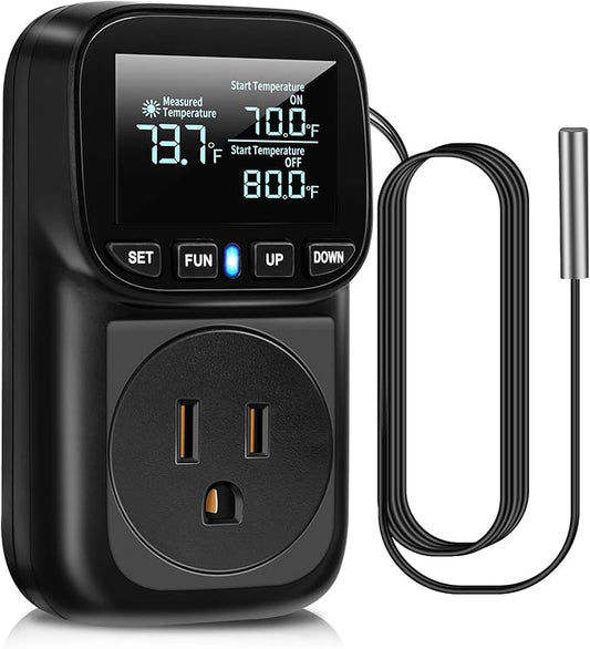 Diymore Digital Temperature Controller Outlet, 1800W Plug in Thermostat by diymore