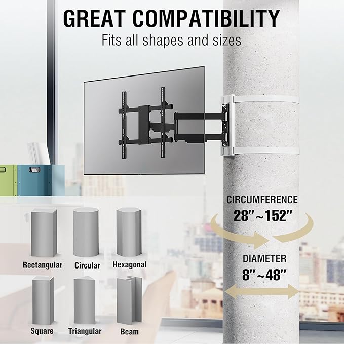 CondoMounts CLMTVA1044 Full Motion Large Pillar TV Mount | Column | Round & - Image 8