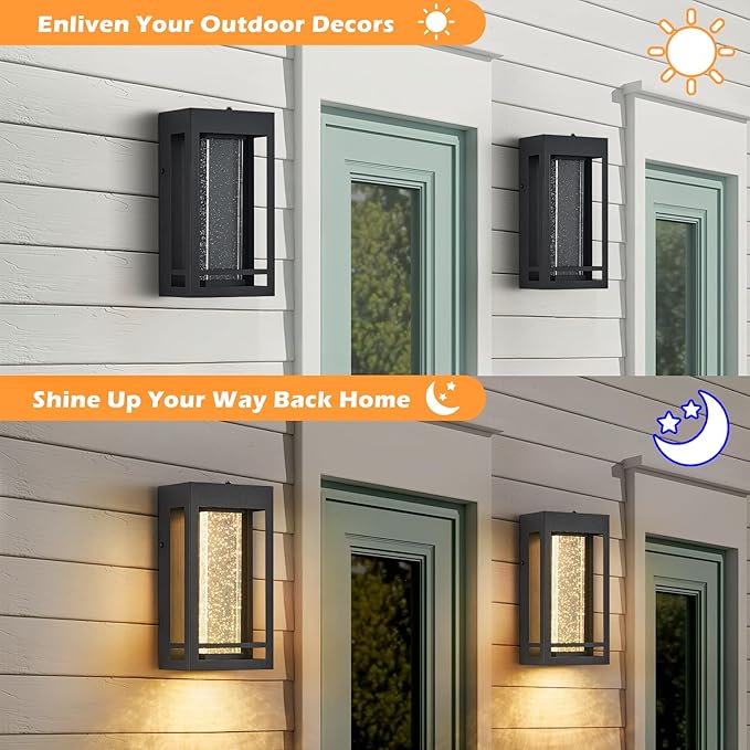 Myhaptim Dusk to Dawn Sensor Porch Lights, Crystal Bubble Exterior Lighting - Image 7