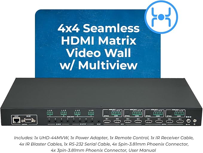 OREI 4K 4x4 HDMI Matrix Video Wall Controller Processor Multiviewer Display - Image 2
