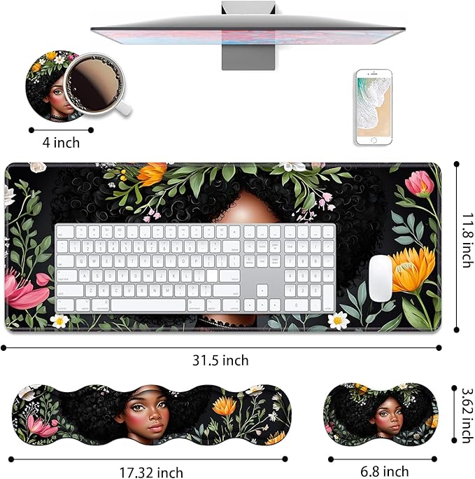 4 in 1 Ergonomic Keyboard Wrist Rest & Mouse Pad Wrist Rest Set, Large XXL - Image 2