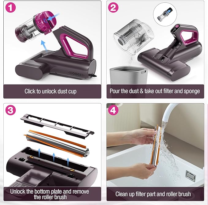 BYHUME Mattress Vacuum Cleaner, 17Kpa 650W Bed Vacuum Cleaner, 273nm UV-C Light - Image 8