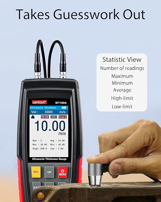 Wintact Digital Ultrasonic Thickness Gauge, Range 0.039 to 11.81 in - Image 3