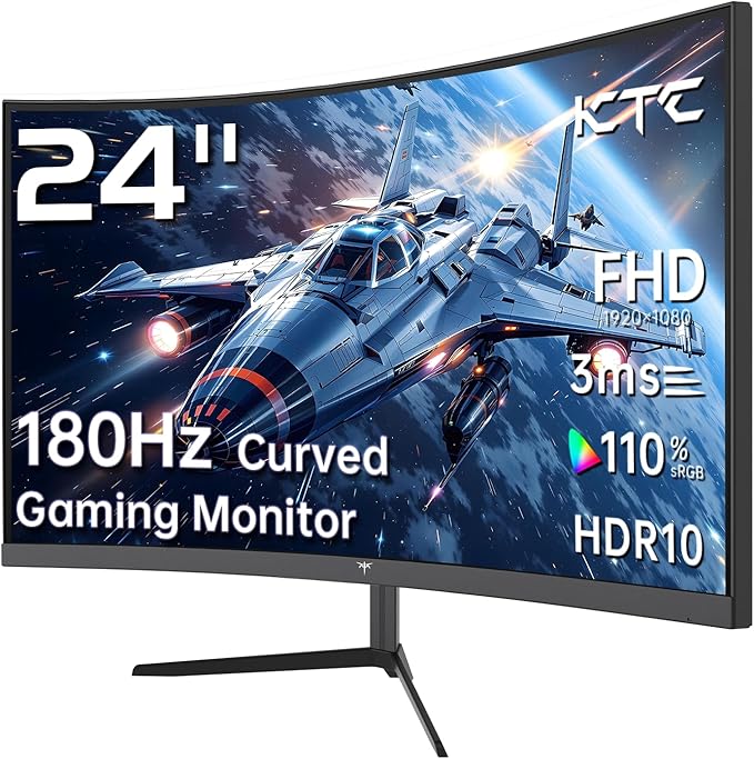 KTC 24 Inch 1500R Curved Gaming Monitor, 180Hz 1ms FHD 1080p VA Monitor by KTC