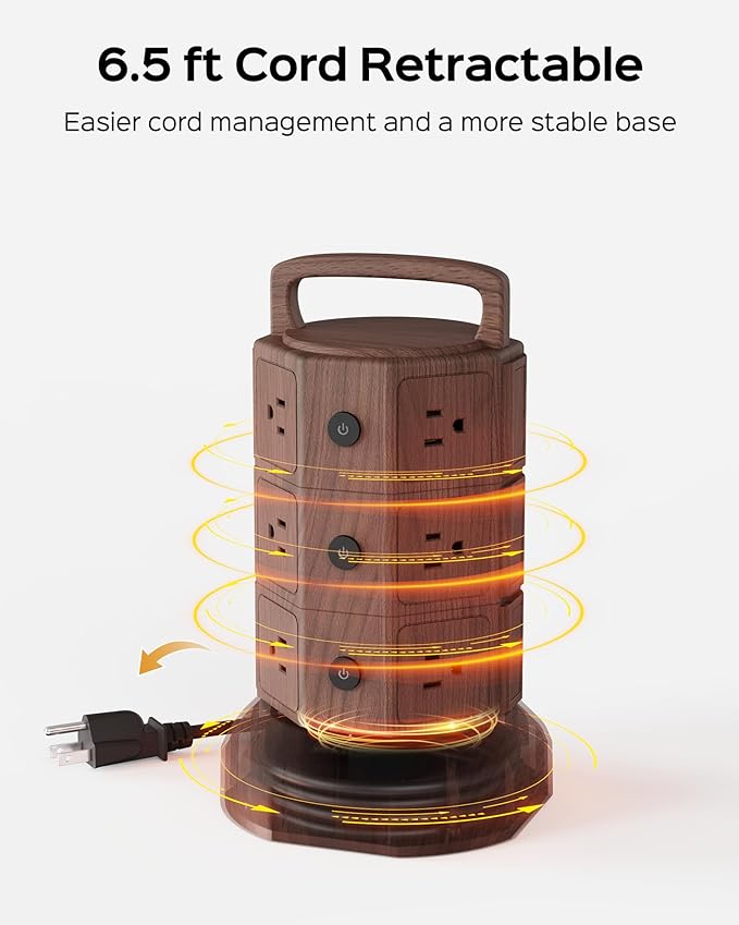 JACKYLED Power Strip Tower Surge Protector - Image 3