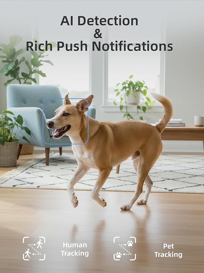 virtavo Indoor Security Camera, Dual-Lens 360° PTZ WiFi Baby Pet Monitor - Image 5