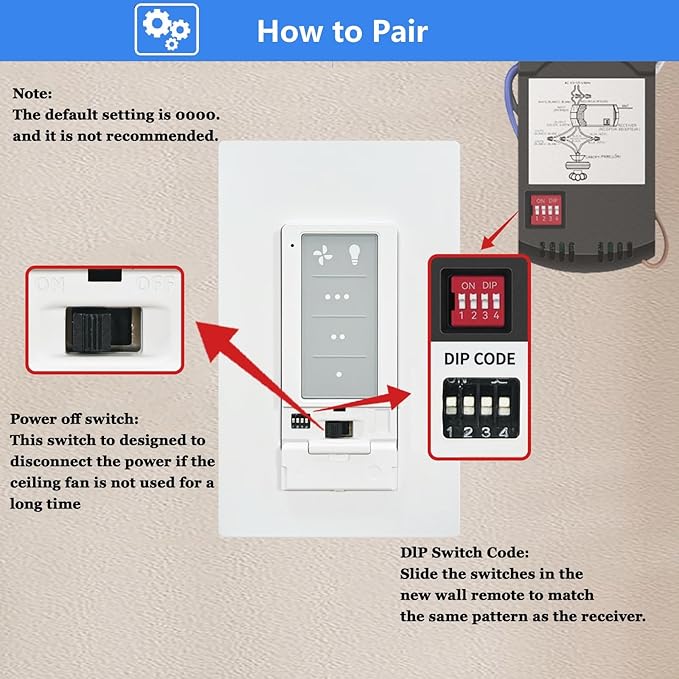 Universal Ceiling Fan Wall Remote Control Kit Replacement - Image 6