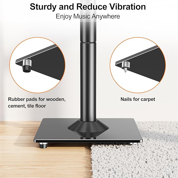 ELIVED Universal Speaker Stands Height Adjustable 28"-37.4", Bookshelf Speaker - Image 4