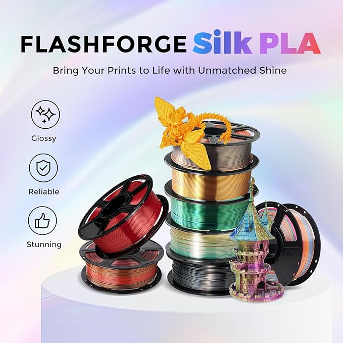 Flashforge 3D Printer Filament Silk PLA 1.75mm 1kg Spool-Dimensional Accuracy - Image 2