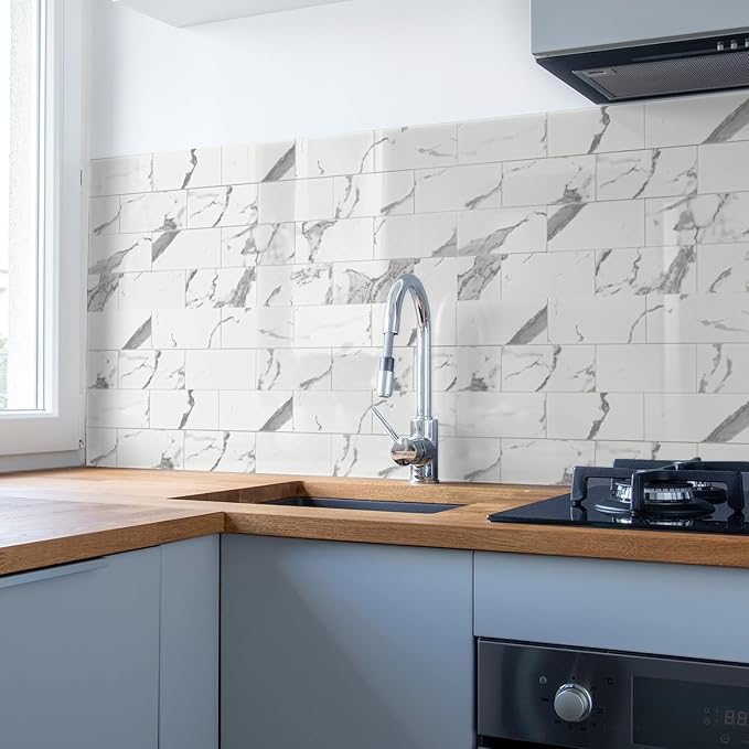 Art3d 102-Piece Faux Stone Peel and Stick Backsplash Tile, Waterproof Thick PVC - Image 2
