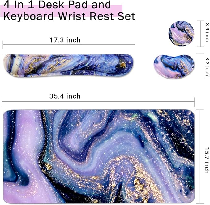 4-in-1 Large Gaming Mouse Pad, Keyboard Wrist Rest Pad & Wrist Support Mousepad - Image 2