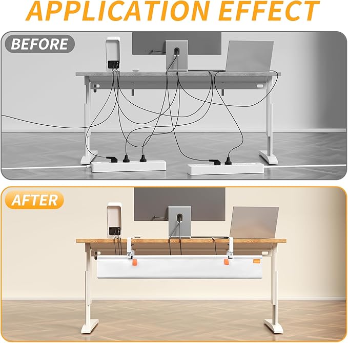 SUREUP9 No Drill Under Desk Cable Management Tray, Fabric Cable Management - Image 2