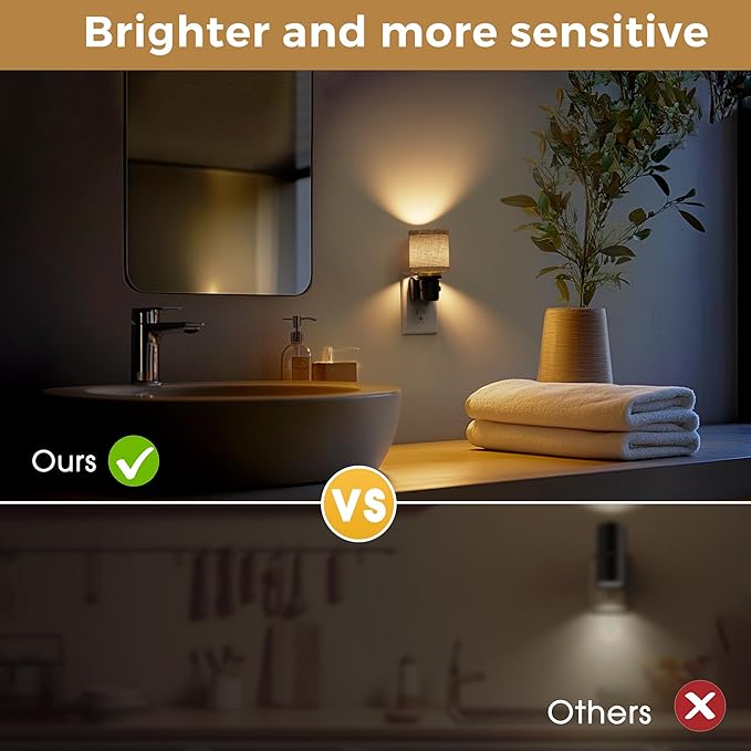 L LOHAS LED Night Lights Plug into Wall, 2 Pack Linen Fabric Cylinder Decor - Image 6