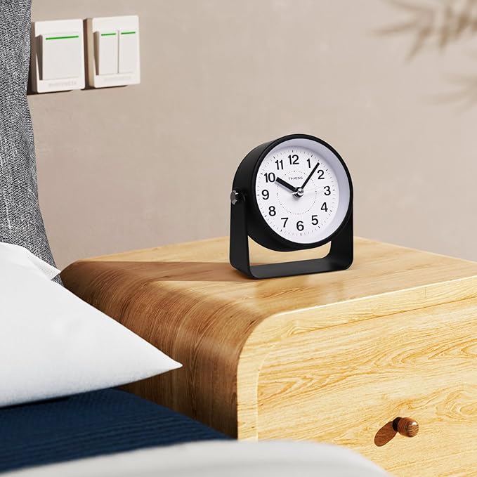 TIMESS Analog Alarm Clock, Silent Non-Ticking Quartz Movement, Battery-Operated - Image 7