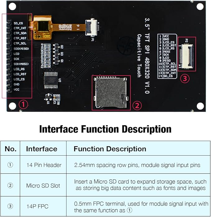 Hosyond 3.5 inch 320x480 IPS Capacitive Touch Screen LCD Module SPI Serial - Image 4