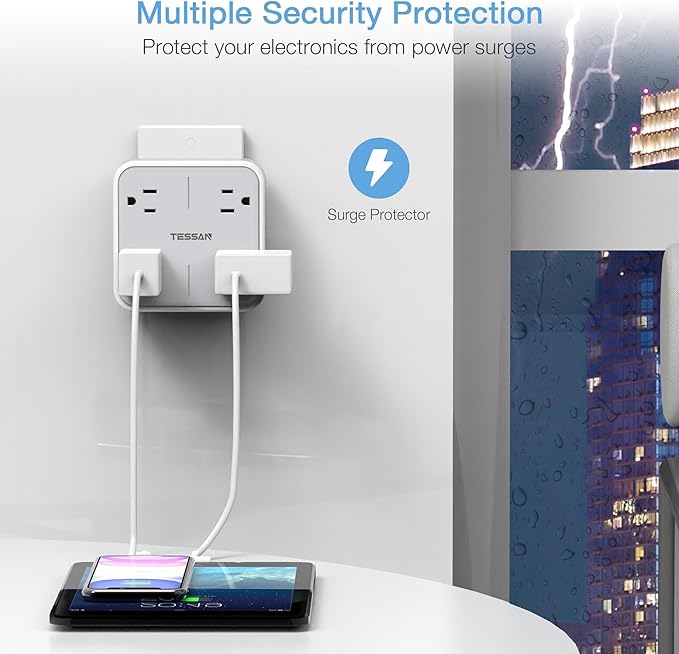 Multi Plug Outlet Splitter, TESSAN Widely Spaced Outlet Extender - Image 5