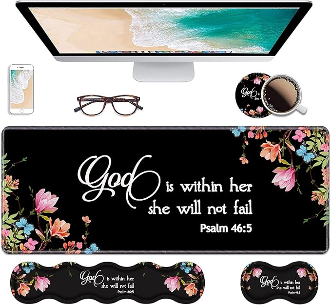 Ergonomic Keyboard Wrist Rest & Mouse Pad Wrist Rest Set, Large Gaming Desk Mat by Unknown