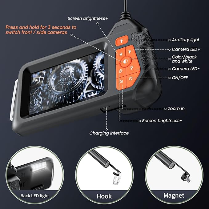 Nfutreon 32.8FT Flexible Borescope Camera- 4.3" 1080P HD, IP67 Waterproof - Image 4