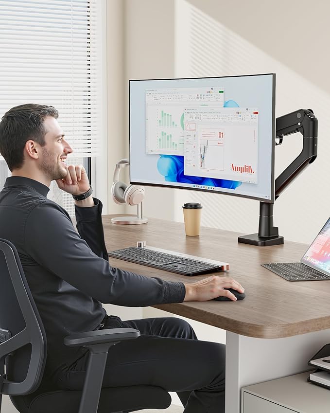 monTEK Heavy-Duty Monitor Arm for 17-57" Ultrawide Curved Screen, Supports up - Image 8