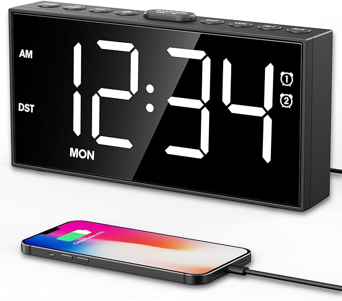 PPLEE Alarm Clock for Bedroom, Upgrade Digital Clock Large Bold Number by PPLEE