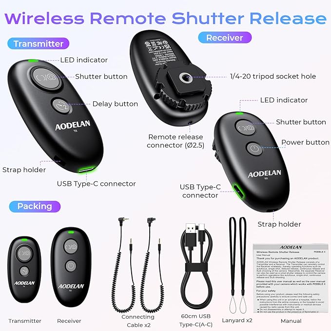 Upgraded Rechargeable Wireless Camera Remote Control Shutter Release - Image 8